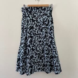 Veronica Beard Avi Skirt Women 4 Blue Floral Midi Silk Cotton Luxury Classic New